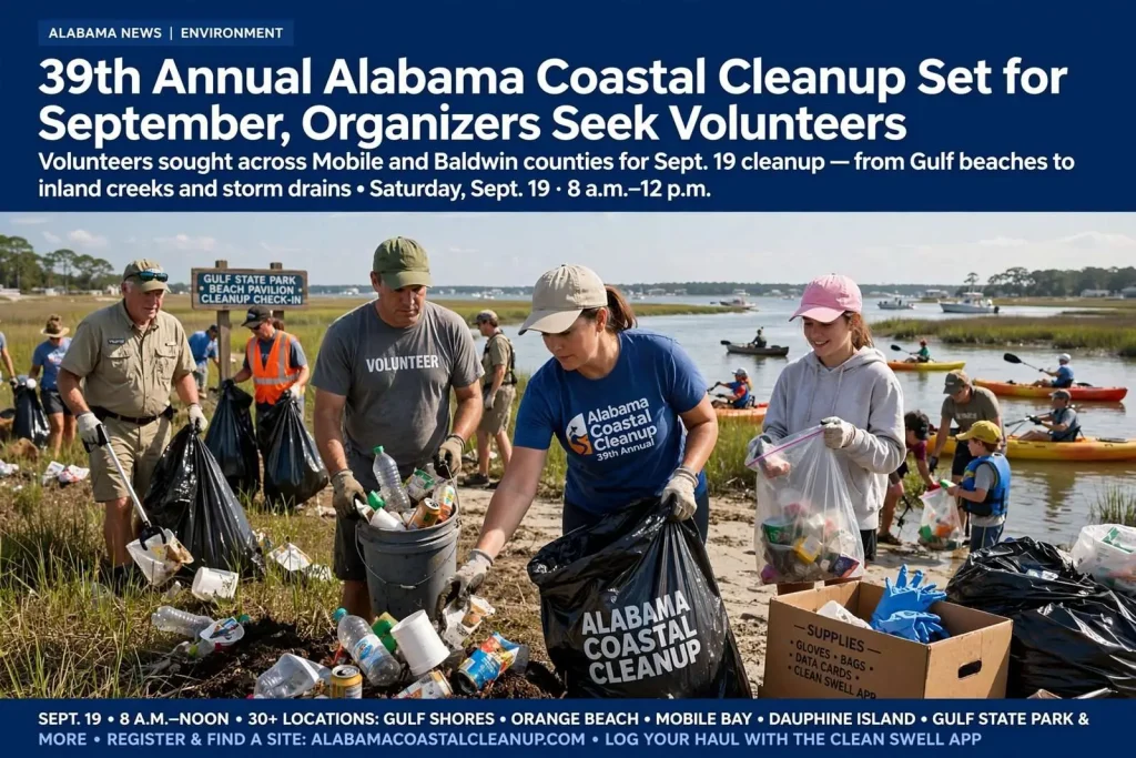 Illustration for the news story: 39th Annual Alabama Coastal Cleanup Set for September, Organizers Seek Volunteers