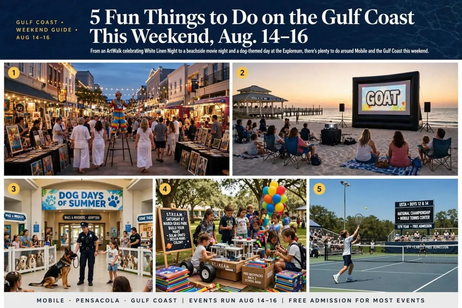 Illustration for the news story: 5 Fun Things to Do on the Gulf Coast This Weekend, Aug. 14-16