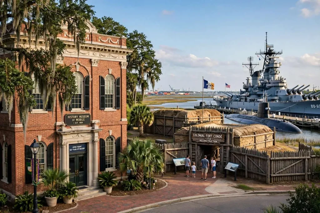 Illustration for the news story: A Weekend Guide to Mobile’s Best Museums, From Colonial Forts to the USS Alabama