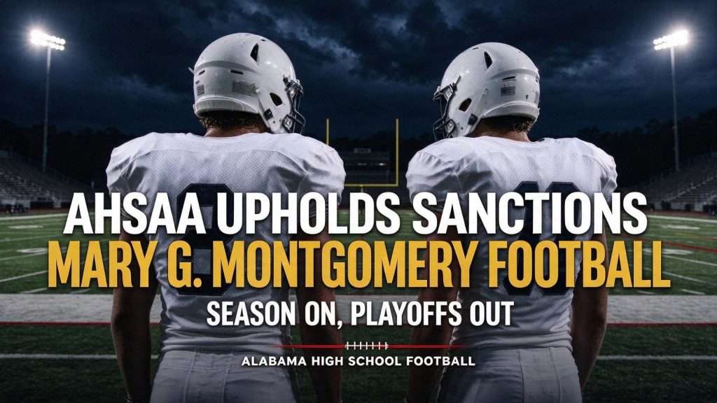 Illustration for the news story: AHSAA Upholds Sanctions Against Mary G. Montgomery Football, Rejects Relief Bid