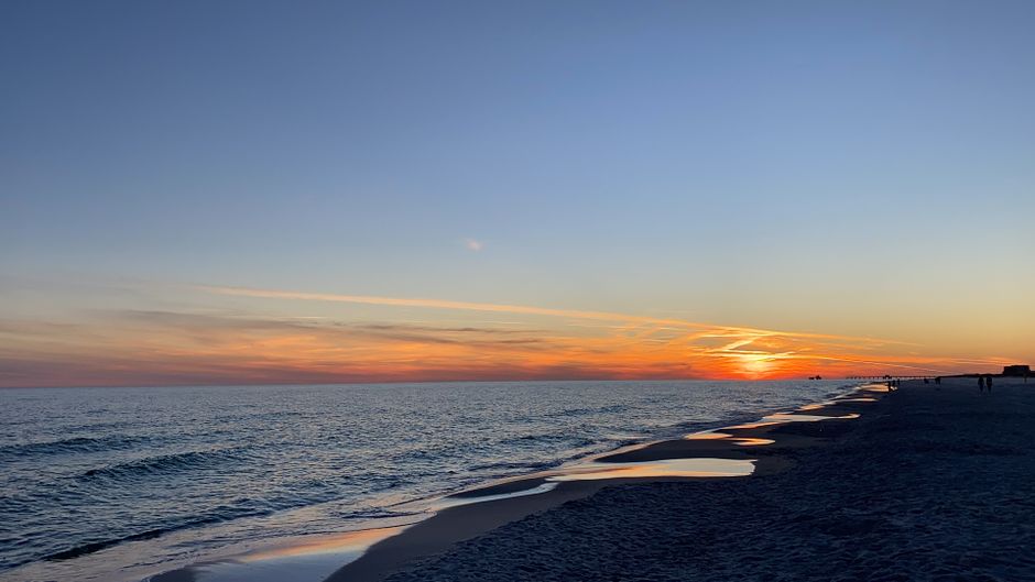 Sunset over the water at Orange Beach on the Alabama Gulf Coast