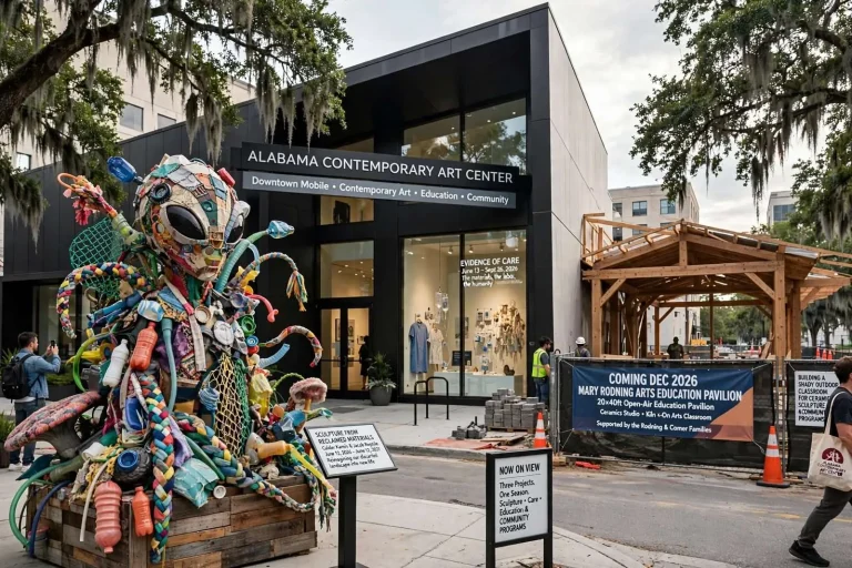 Illustration for the news story: Alabama Contemporary Art Center Highlights Sculpture, Caregiving Exhibit and New Education Pavilion