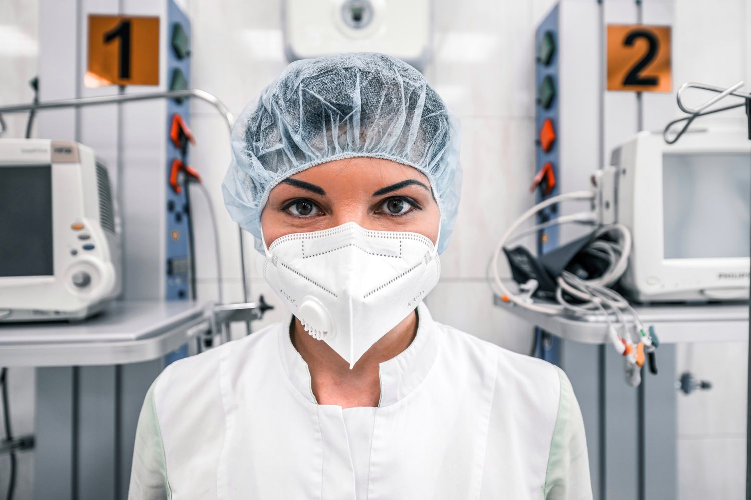 Hospital staff wearing protective masks
