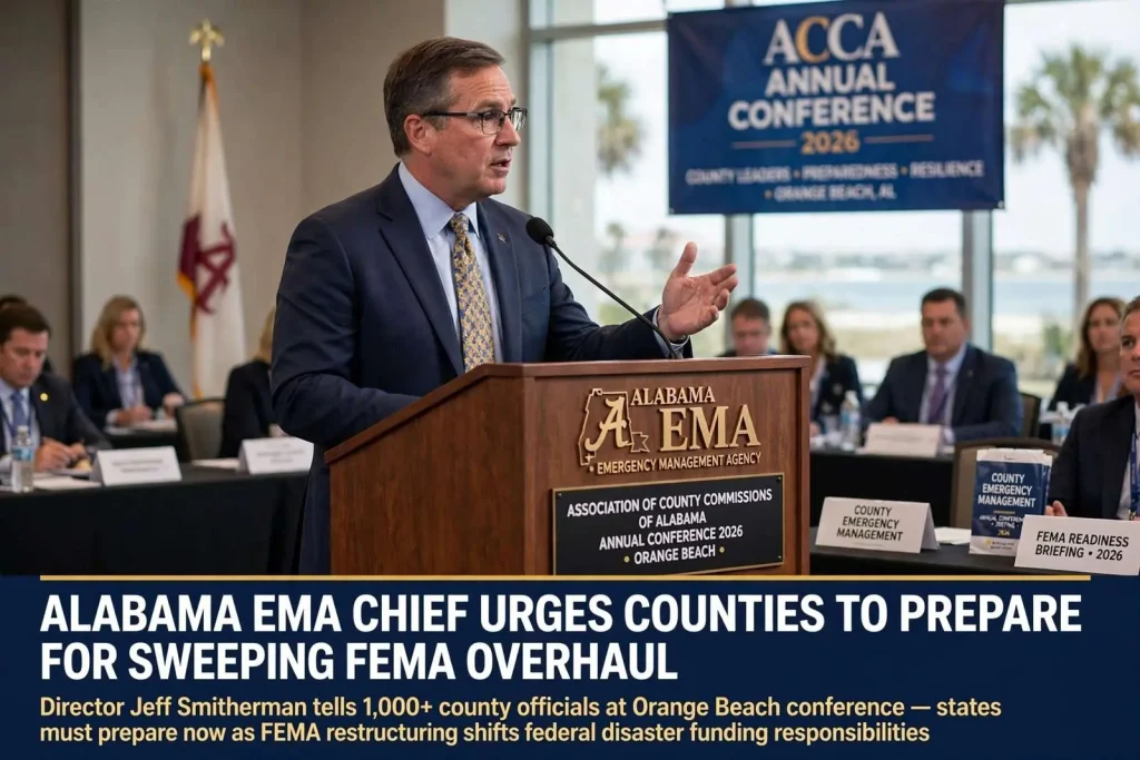 Illustration for the news story: Alabama EMA Chief Urges Counties to Prepare for Sweeping FEMA Overhaul