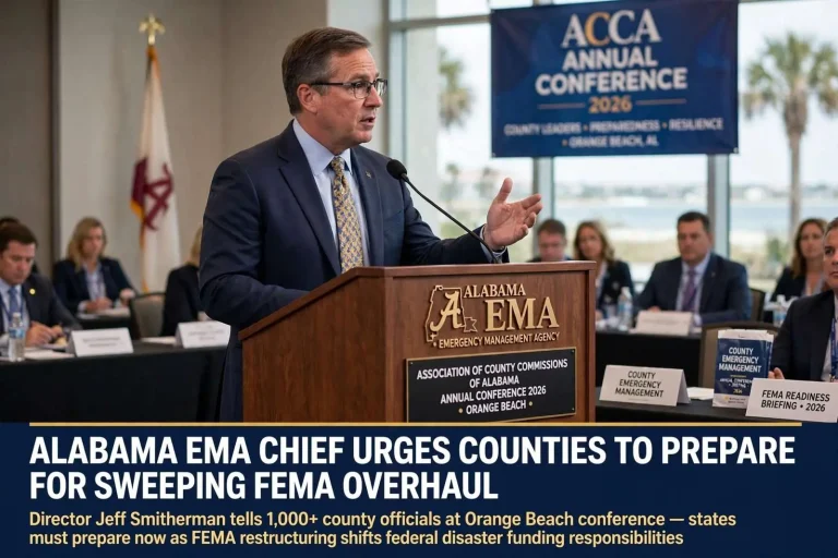 Illustration for the news story: Alabama EMA Chief Urges Counties to Prepare for Sweeping FEMA Overhaul