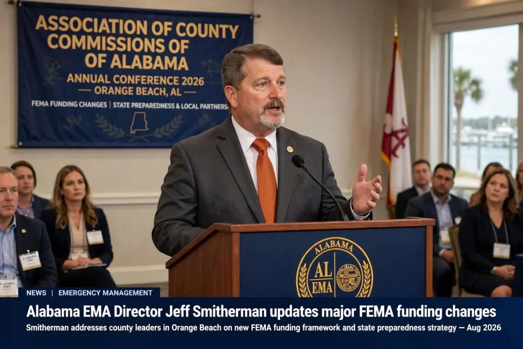 Illustration for the news story: Alabama EMA Director Jeff Smitherman updates major FEMA funding changes