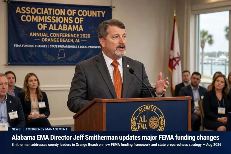 Illustration for the news story: Alabama EMA Director Jeff Smitherman updates major FEMA funding changes