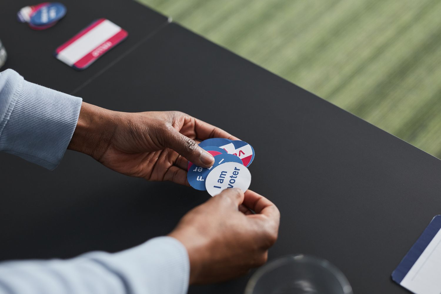 I Voted stickers handed out during an election
