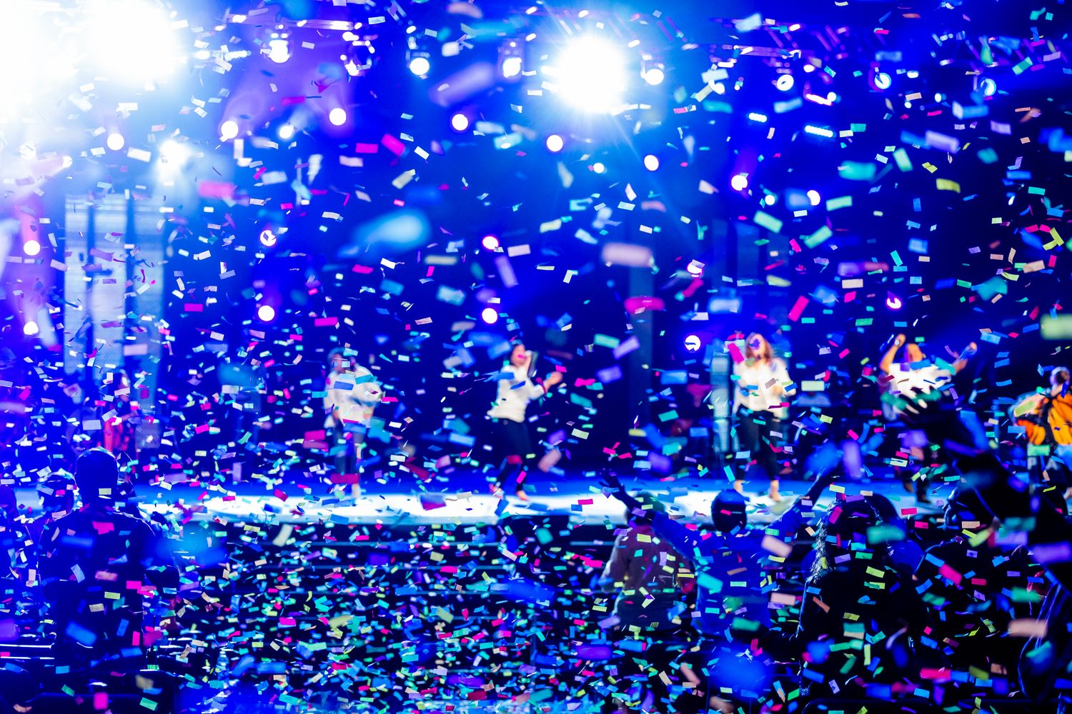Band on stage during a packed New Year's Eve show in downtown Mobile