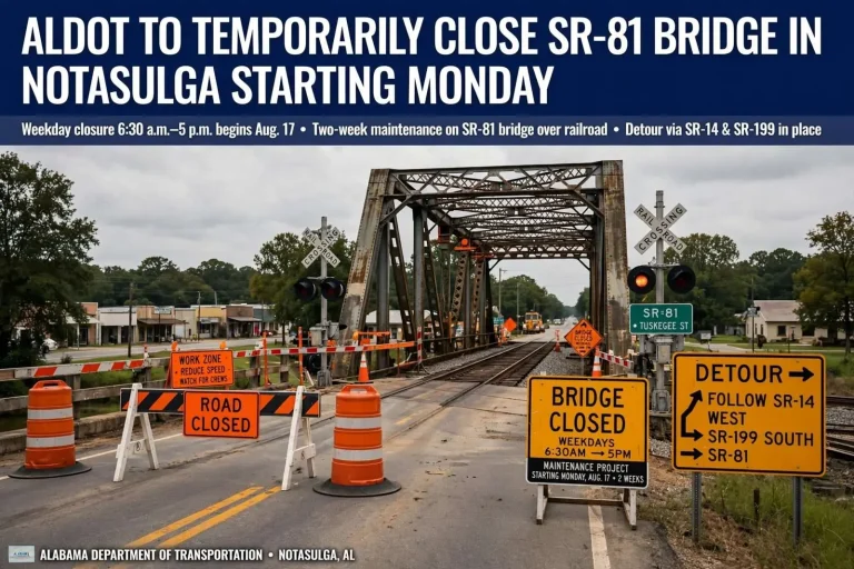Illustration for the news story: ALDOT to Temporarily Close SR-81 Bridge in Notasulga Starting Monday