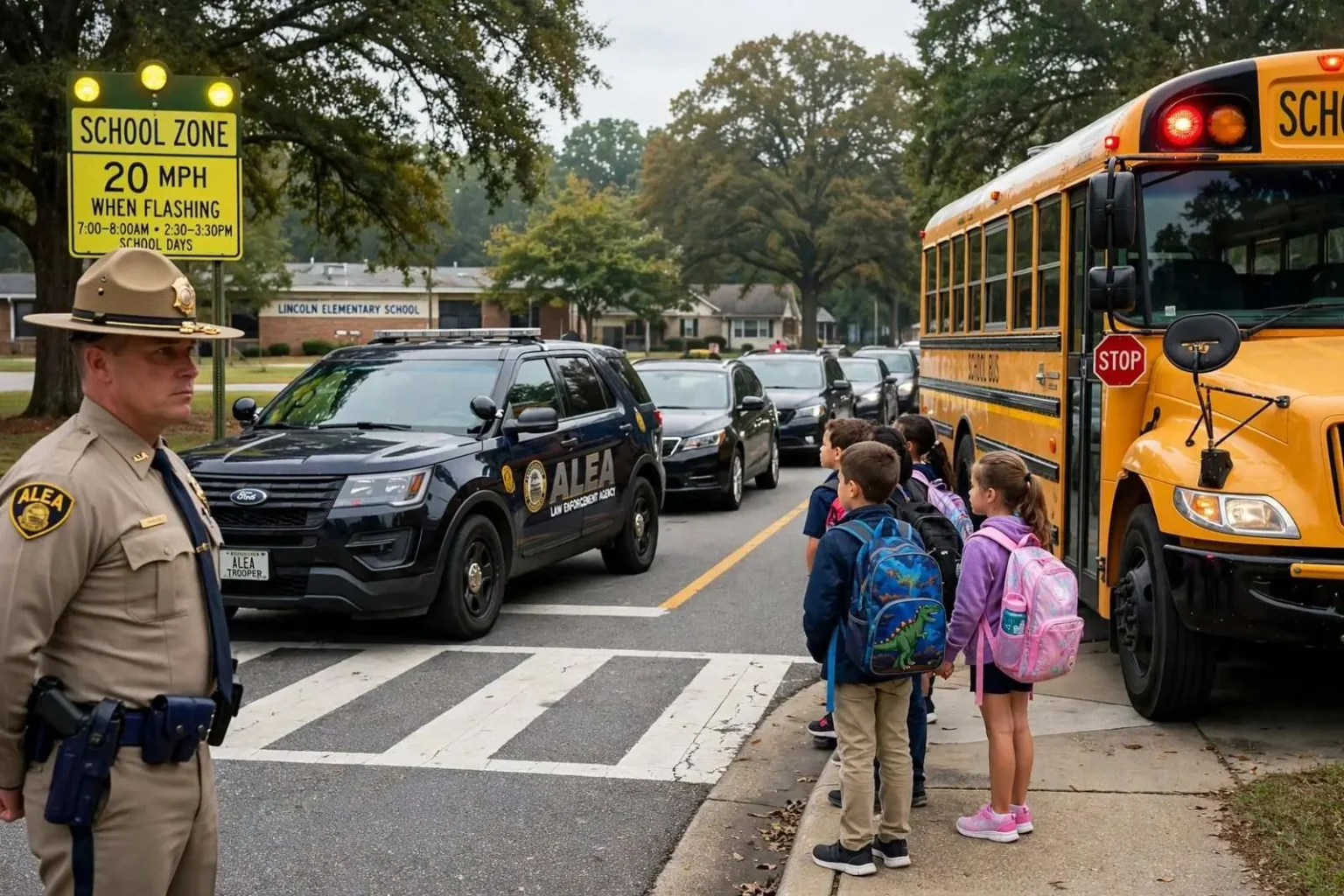 Illustration for the news story: ALEA Urges Drivers to Slow Down as Alabama Students Head Back to School