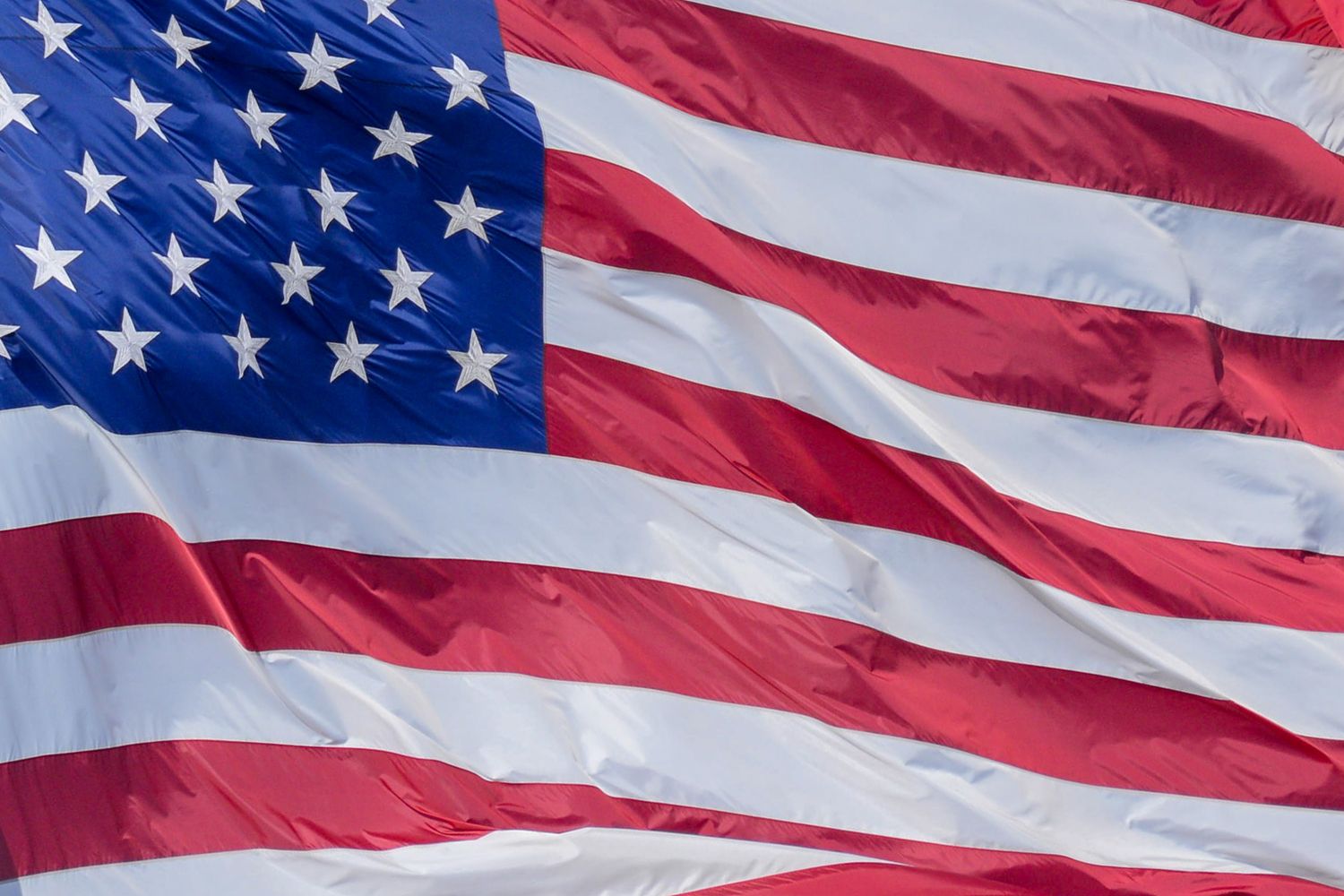 An American flag waving in the wind