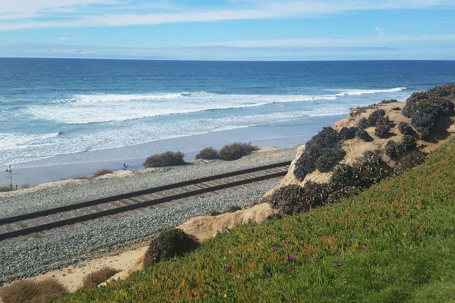 Freight railroad tracks along the Gulf Coast near Mobile