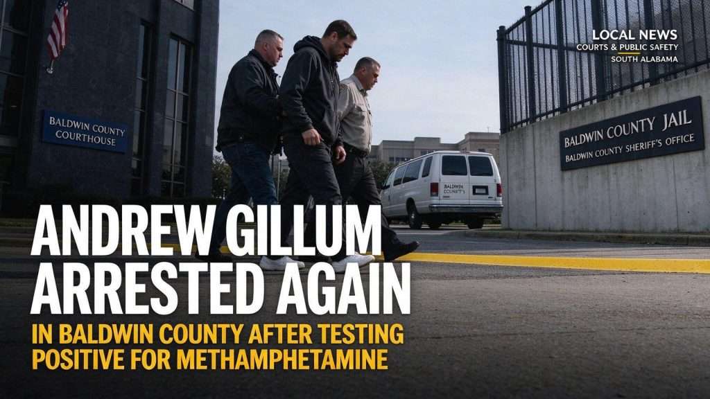 Illustration for the news story: Andrew Gillum Arrested Again in Baldwin County After Testing Positive for Methamphetamine