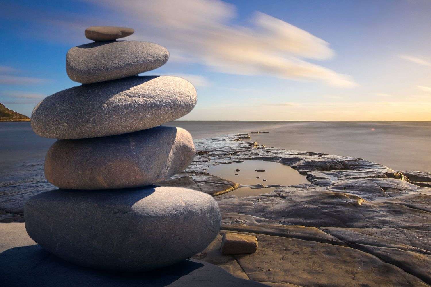 A calm natural scene representing peace and stress relief