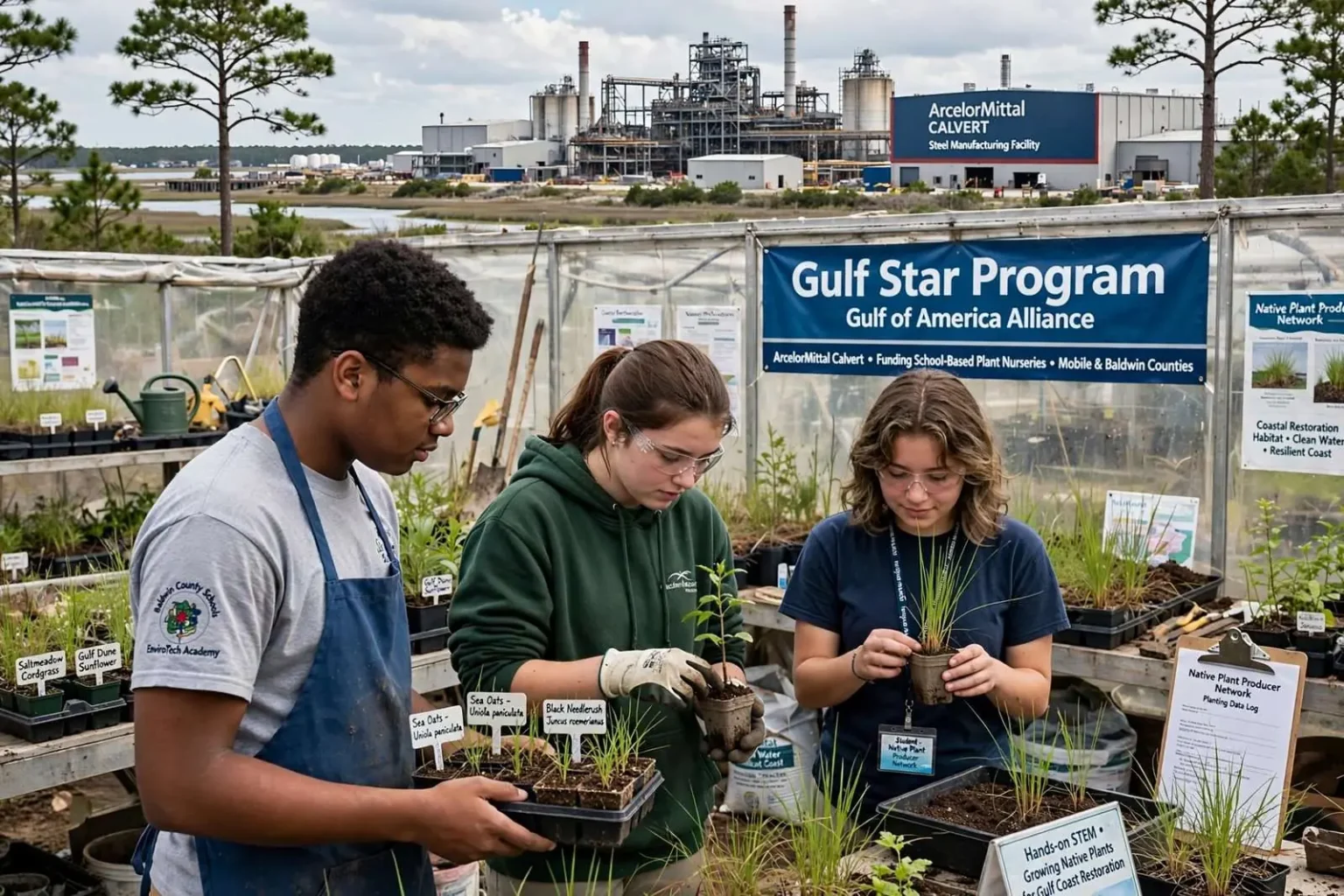 Illustration for the news story: ArcelorMittal Calvert Joins Gulf Star Program to Fund School Plant Restoration Effort