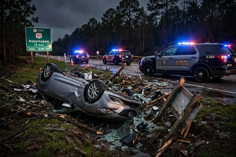 Illustration for the news story: Atmore Man, 24, Dies After Vehicle Leaves U.S. 90 and Overturns Near Robertsdale