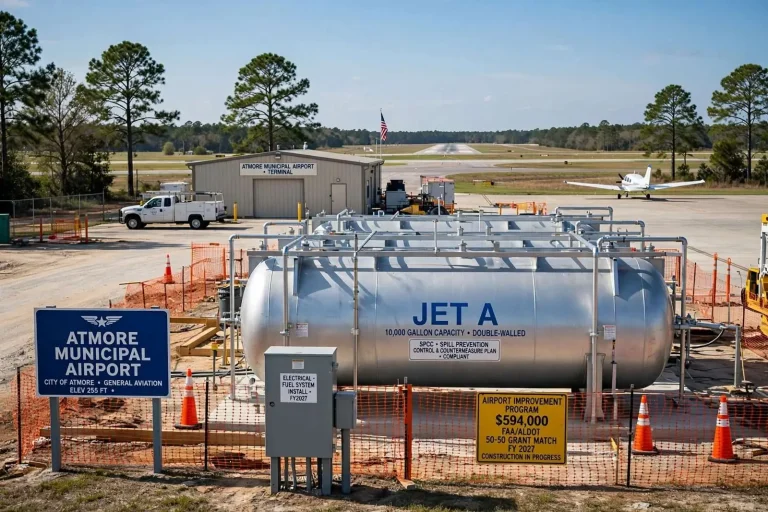 Illustration for the news story: Atmore Municipal Airport Lands Grant for $594,000 Jet Fuel Storage Facility