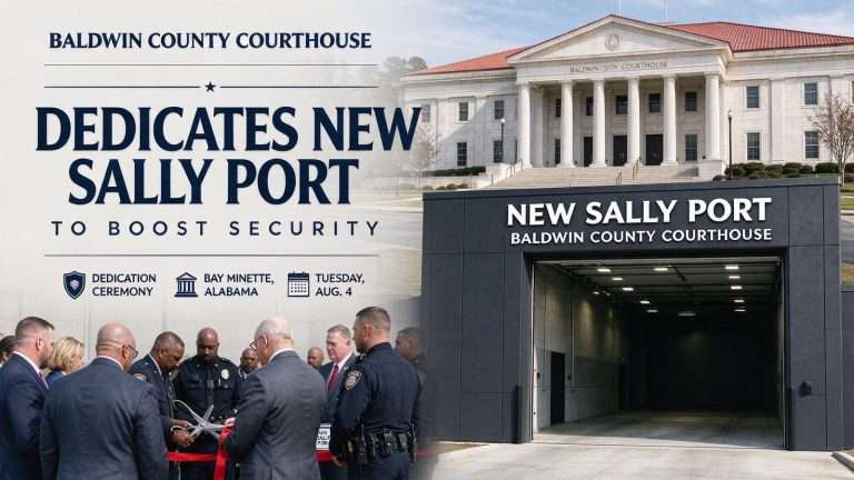 Illustration for the news story: Baldwin County Courthouse Dedicates New Sally Port to Boost Security