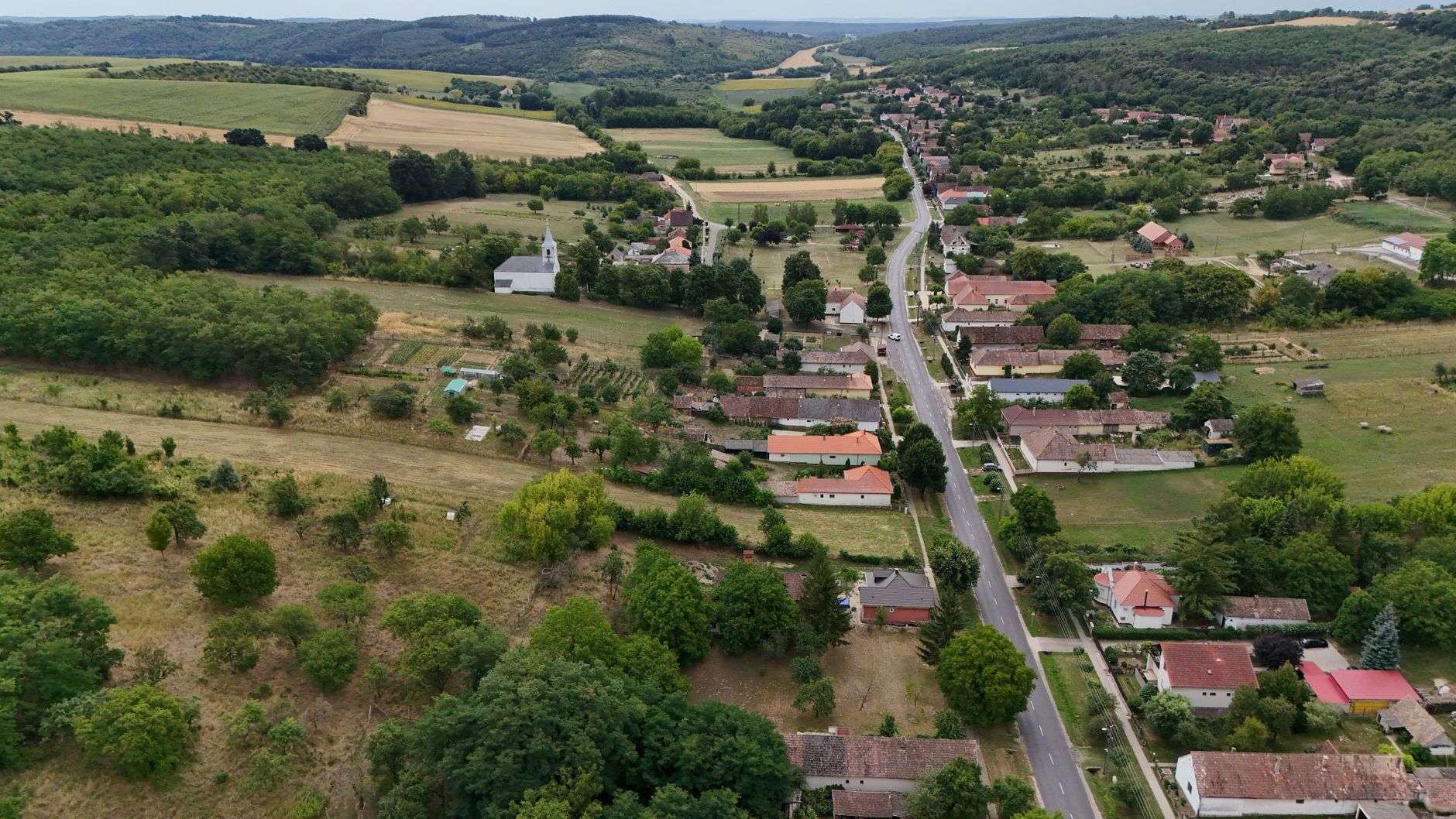 Aerial view of rural farmland