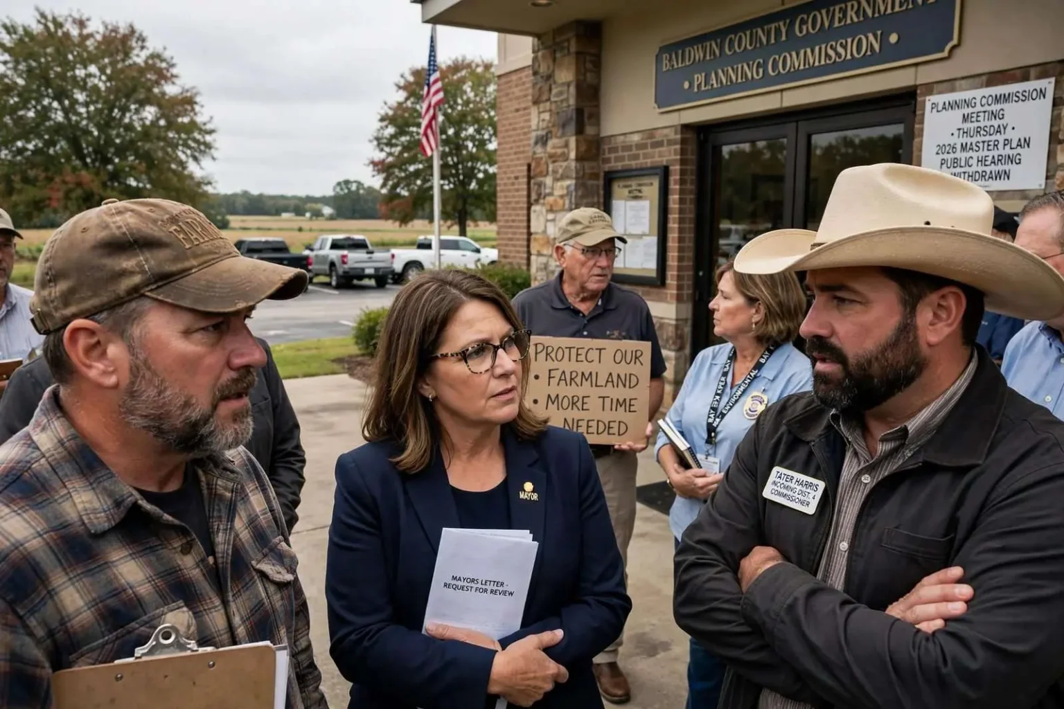 Illustration for the news story: Baldwin County Planning Commission Withdraws 2026 Master Plan After Farmer, Mayor Pushback