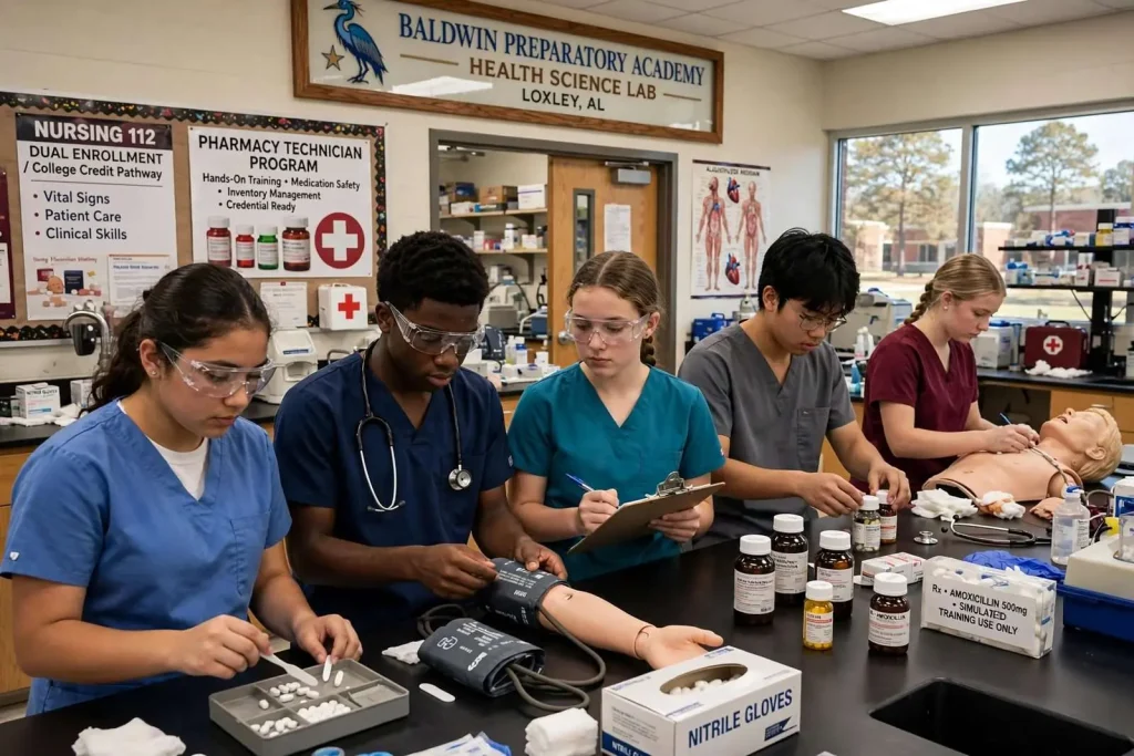 Illustration for the news story: Baldwin Preparatory Academy Adds Nursing and Pharmacy Tech Programs as 233 Sophomores Arrive