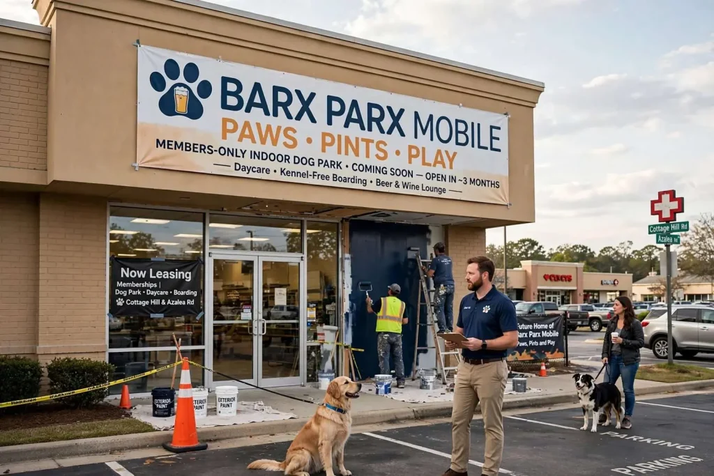 Illustration for the news story: Paws, Pints and Play: A Members-Only Indoor Dog Park Is Coming to Mobile’s Old CVS