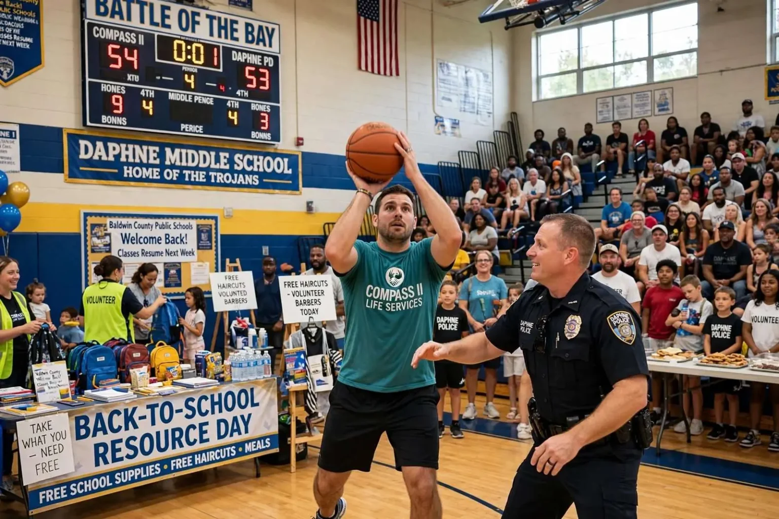 Illustration for the news story: Battle of the Bay Basketball Game Returns to Daphne, Raises Support for Students