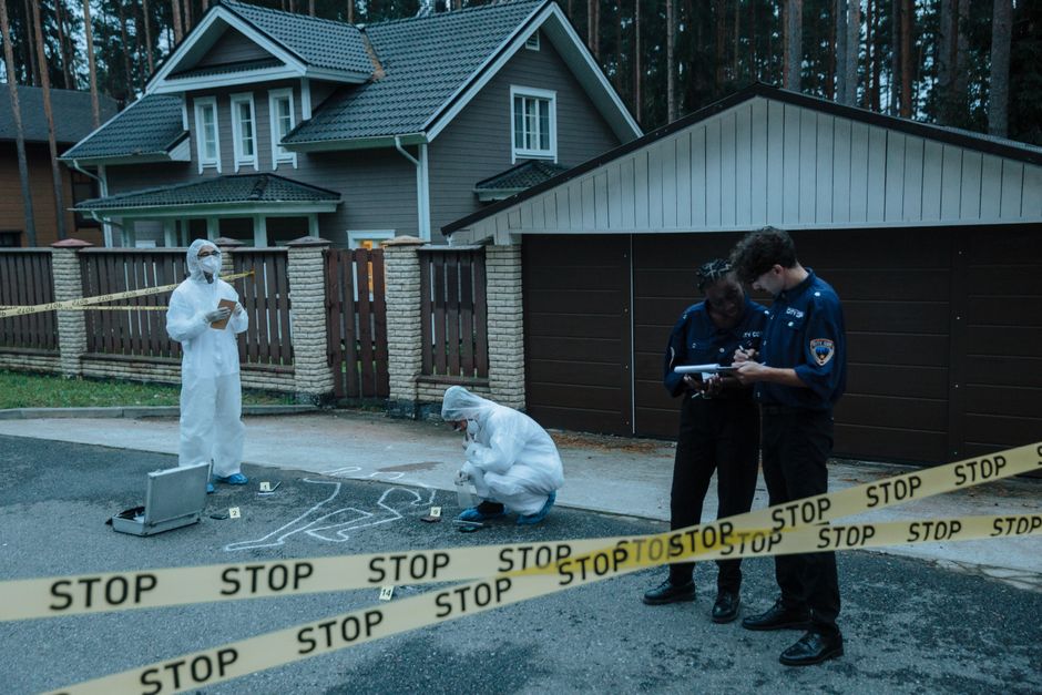 Crime scene tape marking a criminal investigation in Baldwin County, Alabama
