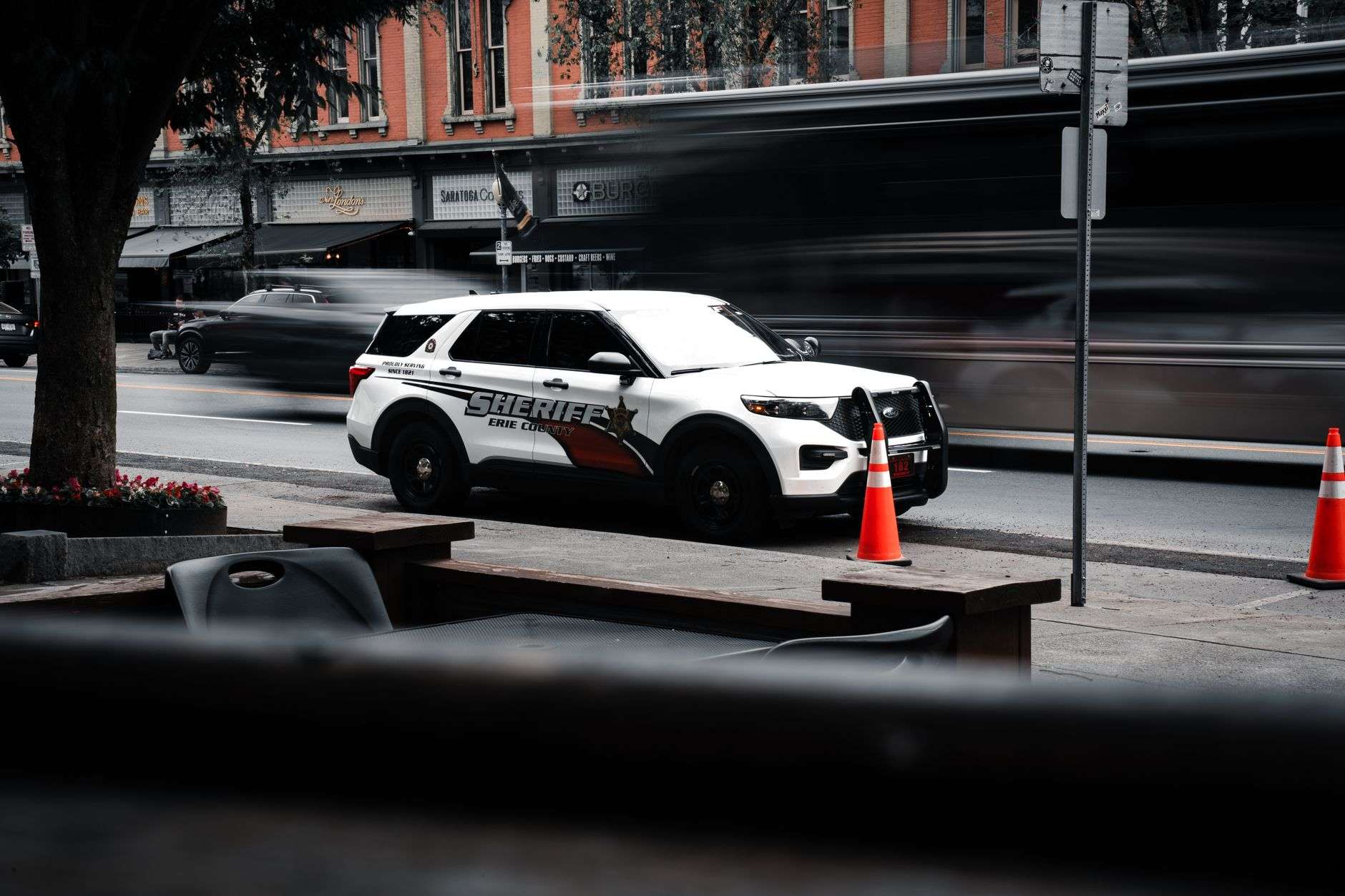 Sheriff patrol vehicle at an investigation