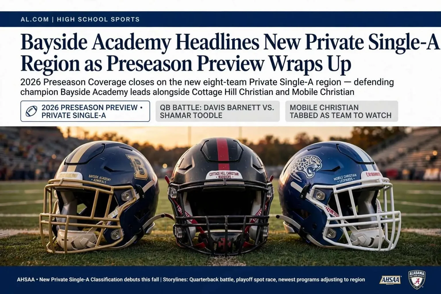 Illustration for the news story: Bayside Academy Headlines New Private Single-A Region as Preseason Preview Wraps Up