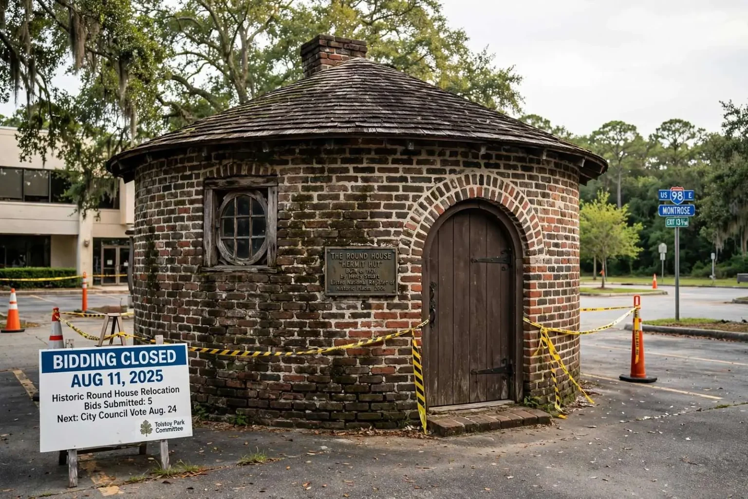 Illustration for the news story: Bidding Closes on Fairhope’s Round House Move, Setting Up City Council Vote