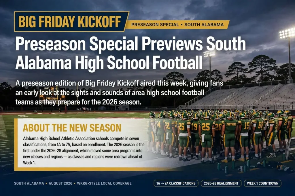 Illustration for the news story: Big Friday Kickoff Preseason Special Previews South Alabama High School Football