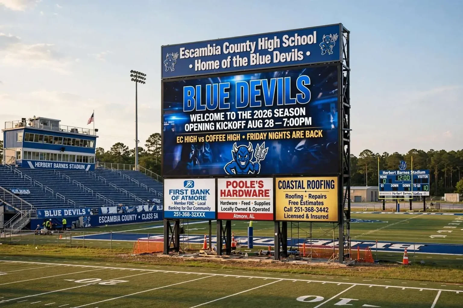 Illustration for the news story: Blue Devils Get a Big Upgrade: New Video Board Coming to Herbert Barnes Stadium