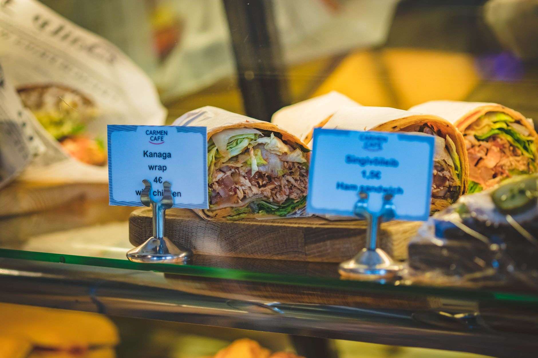 Sandwiches and wraps served at a downtown cafe