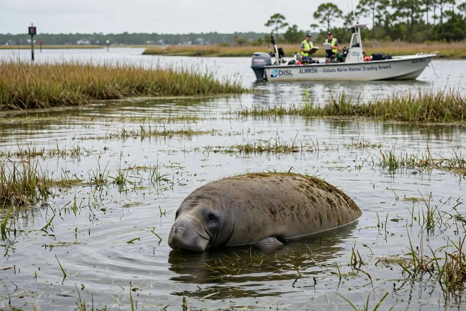 Illustration for the news story: Boat Strike Suspected in Manatee Death Near Orange Beach