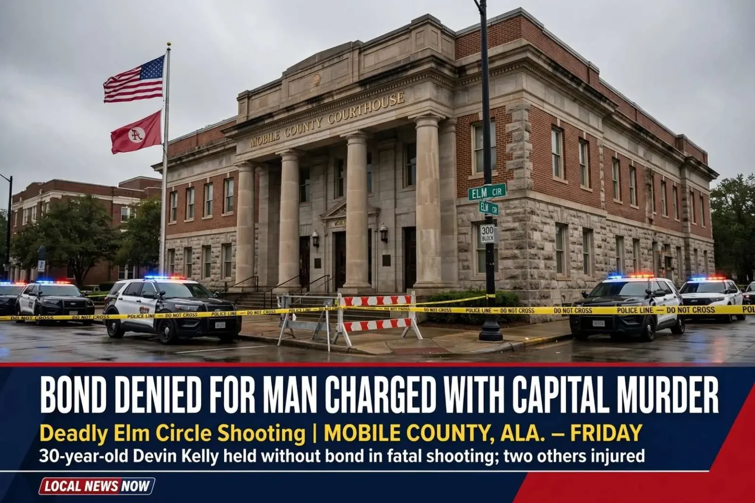 Illustration for the news story: Bond Denied for Man Charged With Capital Murder in Deadly Elm Circle Shooting