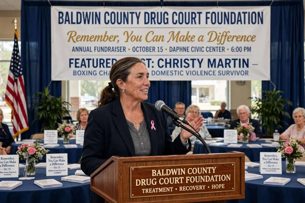 Illustration for the news story: Boxing Champion Christy Martin to Headline Baldwin County Drug Court Fundraiser in Daphne