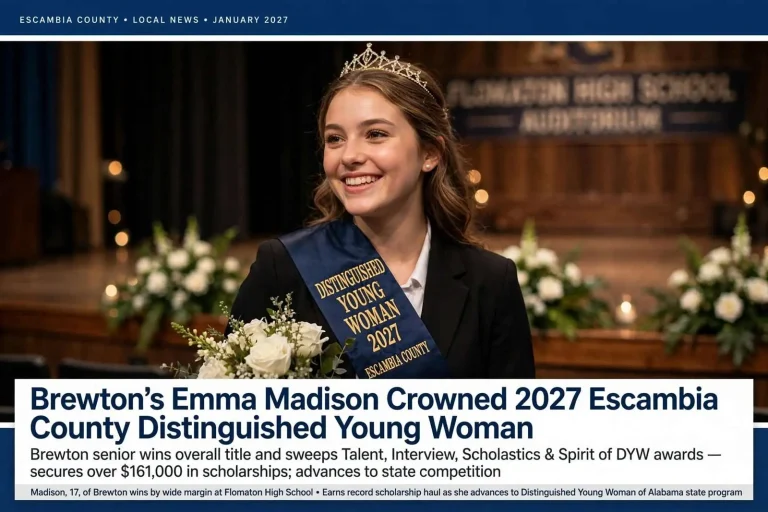Illustration for the news story: Brewton’s Emma Madison Crowned 2027 Escambia County Distinguished Young Woman