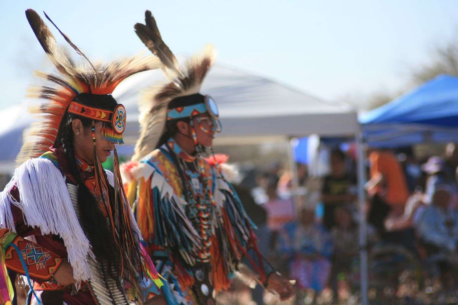 Traditional Native American dancers in regalia