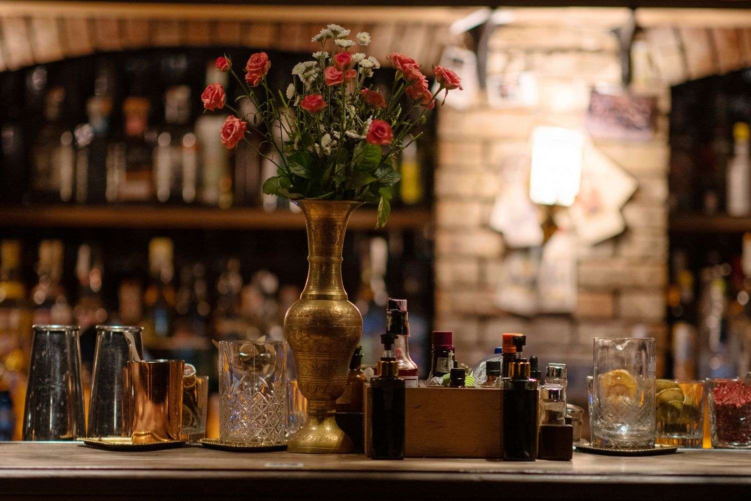 Interior of a cozy neighborhood bar