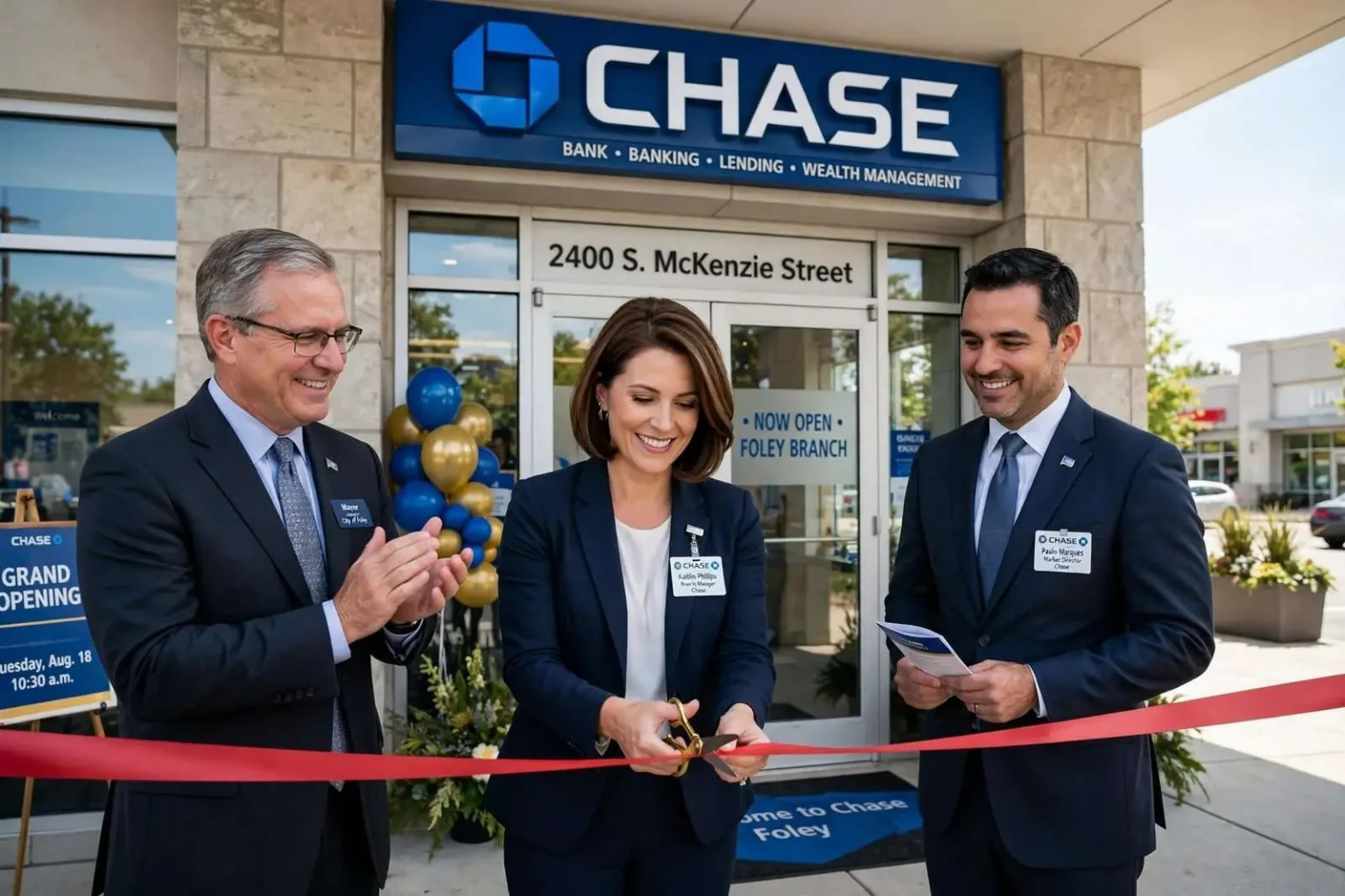 Illustration for the news story: Chase Bank to Open Its First Foley Branch With Ribbon-Cutting Tuesday