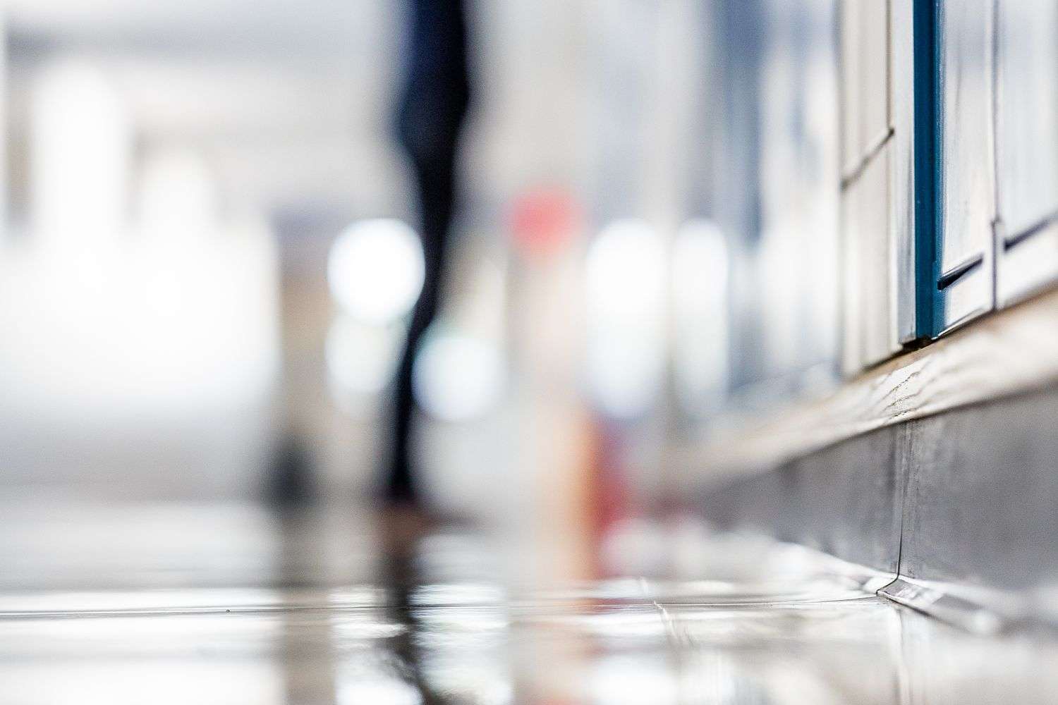 Empty high school hallway with lockers