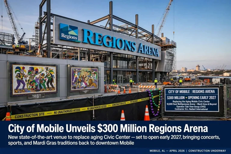 Illustration for the news story: City of Mobile Unveils $300 Million Regions Arena to Replace Aging Civic Center
