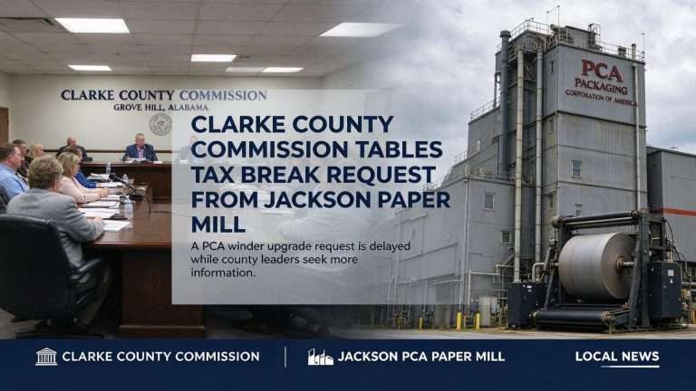 Illustration for the news story: Clarke County Commission Tables Tax Break Request From Jackson Paper Mill