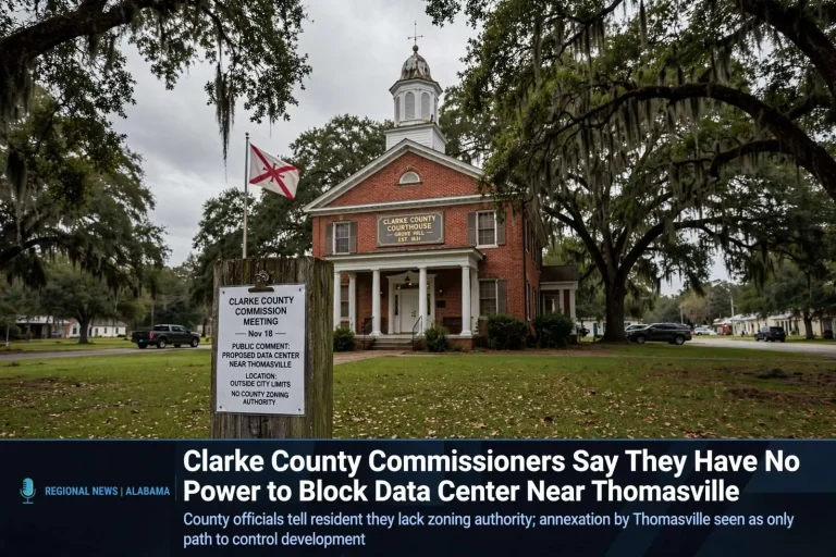 Illustration for the news story: Clarke County Commissioners Say They Have No Power to Block Data Center Near Thomasville