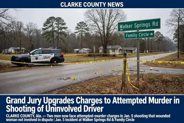Illustration for the news story: Clarke County Grand Jury Upgrades Charges to Attempted Murder in Shooting of Uninvolved Driver