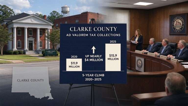 Illustration for the news story: Clarke County Property Tax Revenue Climbs Nearly $4 Million Since 2020