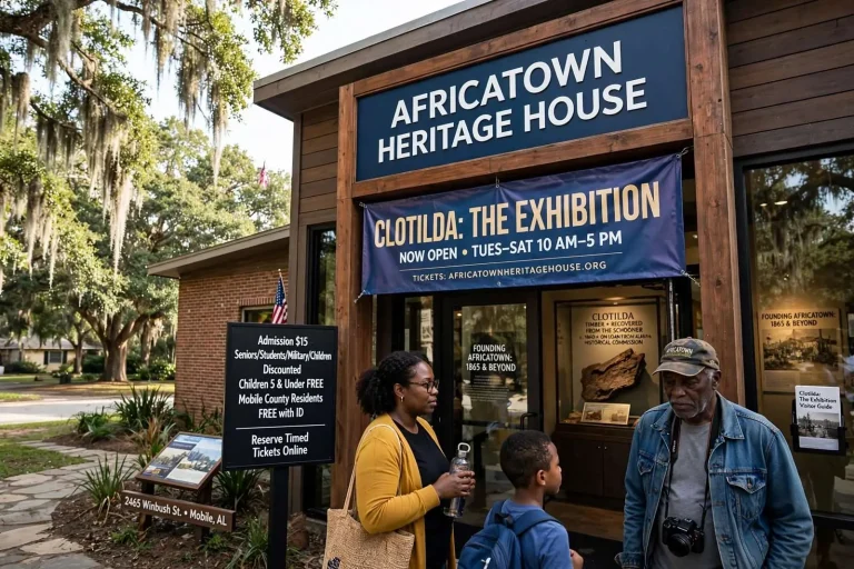 Illustration for the news story: Clotilda: The Exhibition Continues Drawing Visitors to Africatown Heritage House
