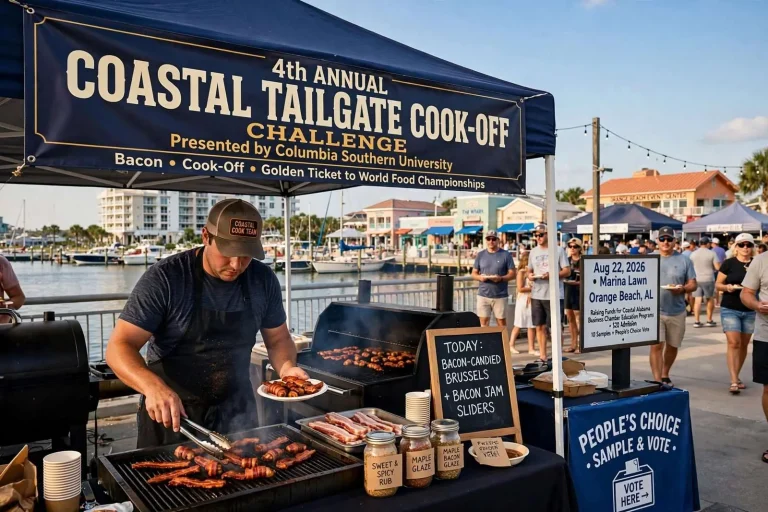 Illustration for the news story: 4th Annual Coastal Tailgate Cook-Off Returns to The Wharf, Offering Golden Ticket to World Food Championships